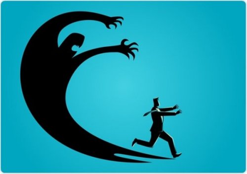 A man running away from his anxiety.