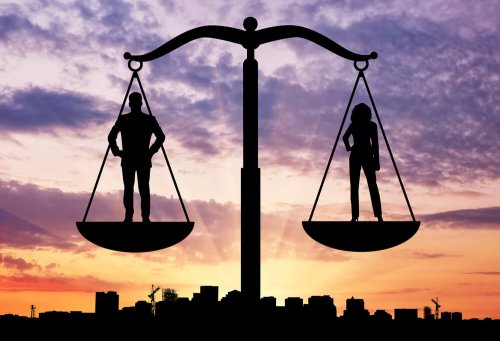 a man and a woman equally balanced