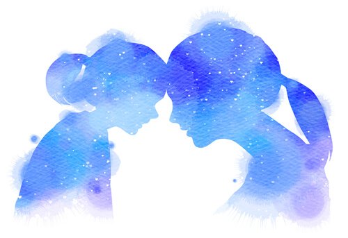 a painting of a mother and a daughter looking into each other's eyes