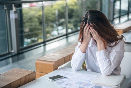 A woman worried about her work anxiety.