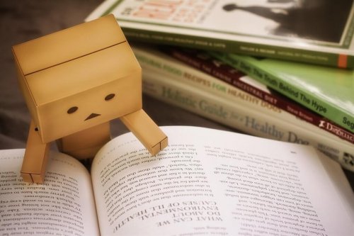 A doll with a book.