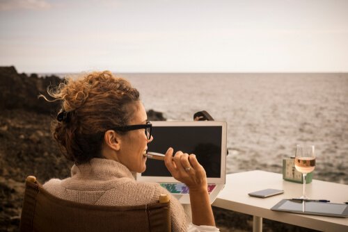 21st-century nomads on a beach