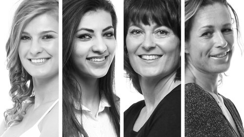 four photos of women