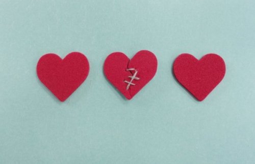 two whole hearts and one sewn up