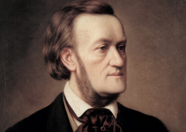 A painting showing Richard Wagner from the chest up, looking to the right of the camera.