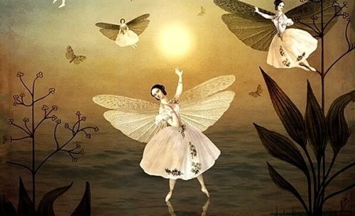 Three fairies dancing at dawn.