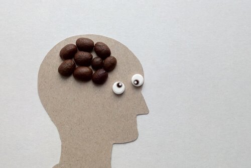 person with coffee beans as a brain