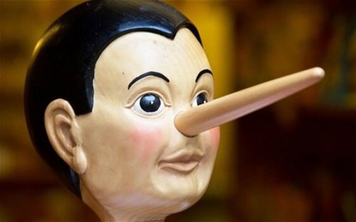 A wooden Pinocchio head.