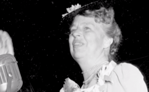 Eleanor Roosevelt speaking at an event.