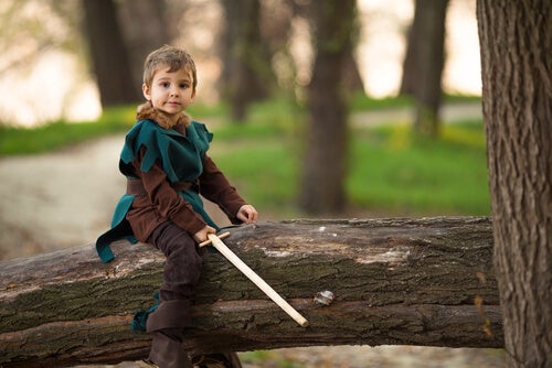 A boy dressed as Robin Hood.