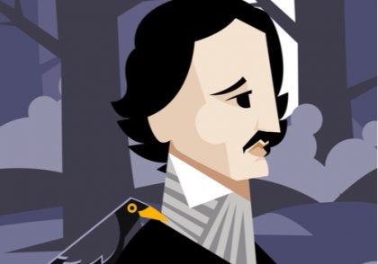 A cartoon image of Edgar Allan Poe.