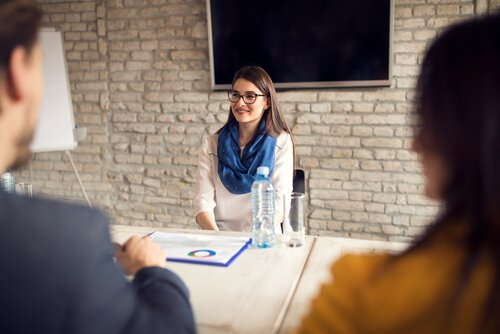 A lady in a job interview.