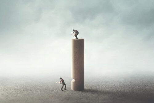 A man trying to bring down another.