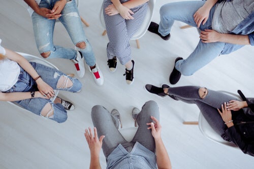 A bird's eye view of a therapy session.