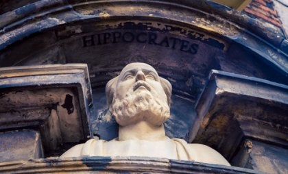 A bust of Hippocrates.