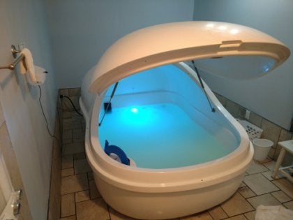 An isolation tank at a spa.