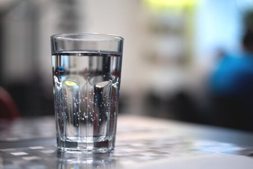 A glass of water.