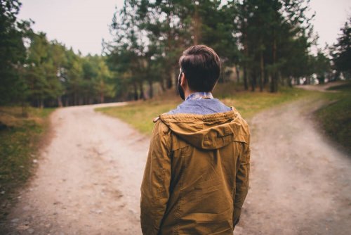 A man trying to choose a path.