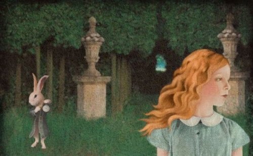 A scene from Alice in Wonderland.
