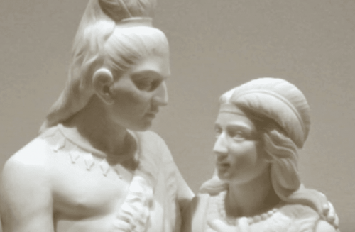 A sculpture of a man and a woman.