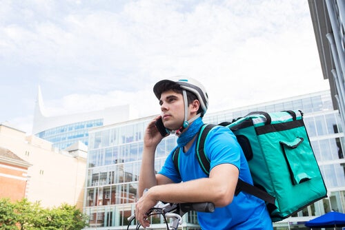 A man working at a delivery service.