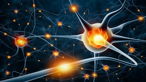 An illustration of a neural network firing.