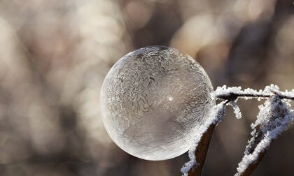 A close up of an ice bubble.