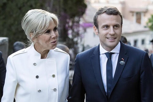 Macron and his wife.