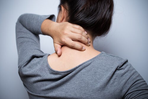 A woman with back pain.