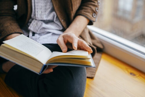 A person reading by the window.