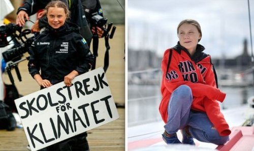 Greta Thunberg protesting.