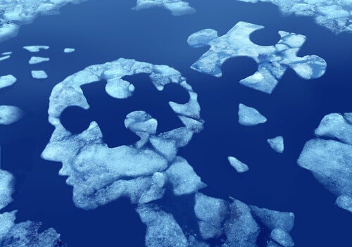 Puzzle-shaped ice on water representing the economic model of psychoanalysis.