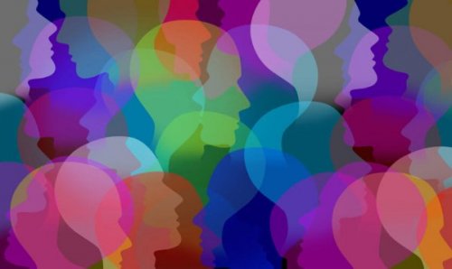 A multicolored head pattern.