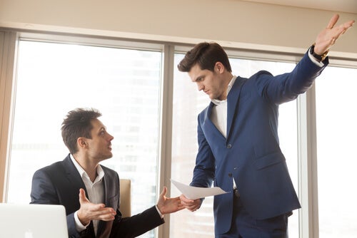 Two men arguing.