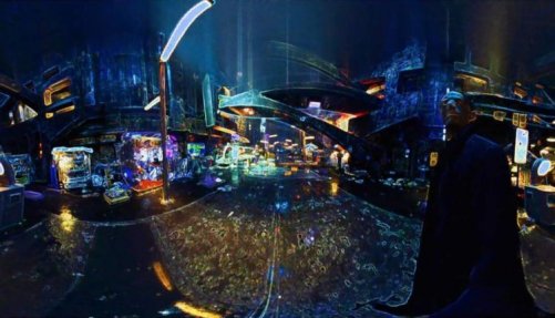 A futuristic cityscape.