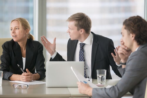 People arguing at work.
