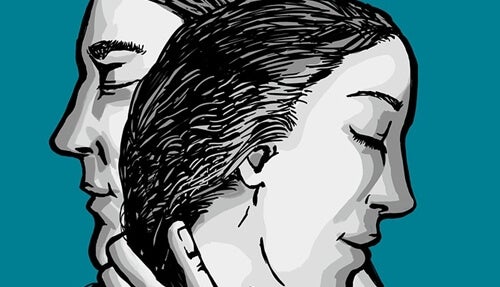 A drawing of a couple.