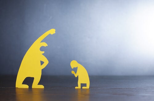 A submissive and an aggressive figure representing the authoritarian personality against the submissive one.