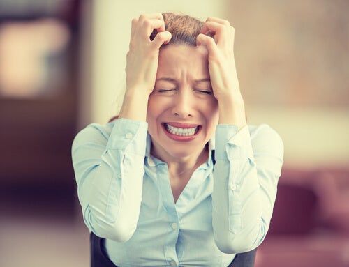 A woman experiencing symptoms of a mental health disorder.