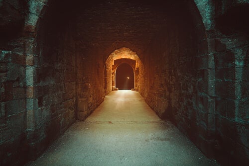 An underground tunnel.