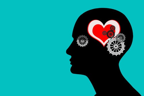 A brain made of a heart and cogs representing the driving force.