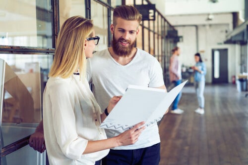 A good co-worker talking to her peer.