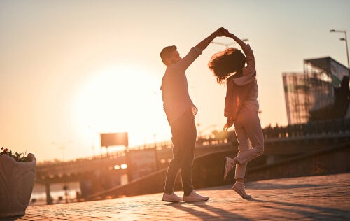 A couple dancing.