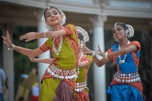 A group of women dancing.