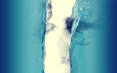 A man and a woman in water.
