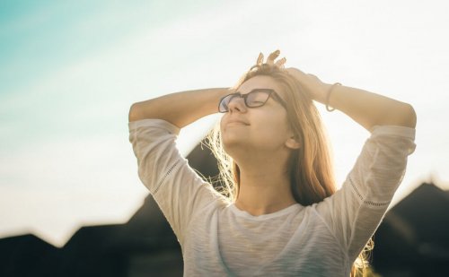 A woman enjoying the sun.