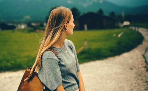 A woman looking back.