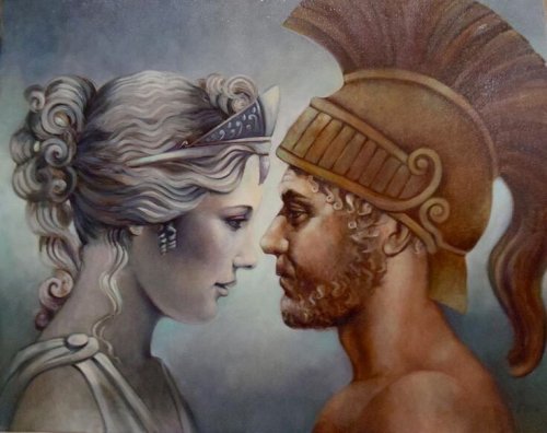The Myth of Aphrodite and Ares represented in a picture.