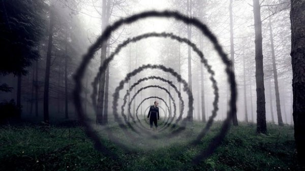 A man in a forest.