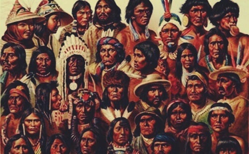 A painting of indigenous peoples.